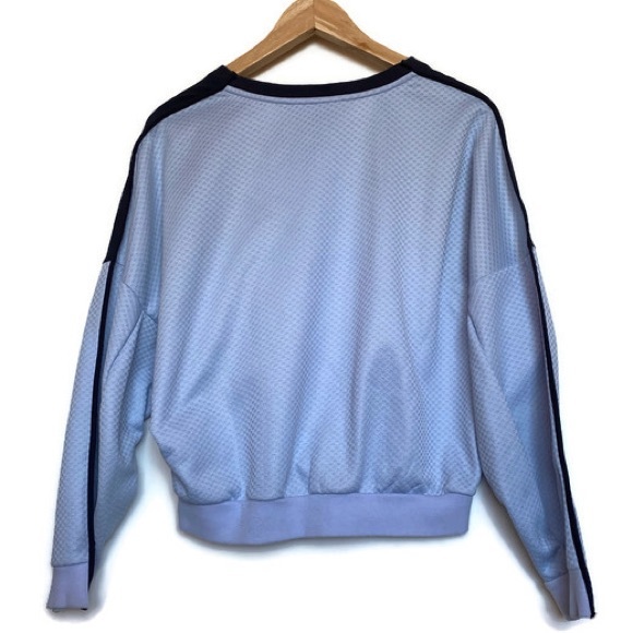 Adidas Purple Cropped Long Sleeve Sweatshirt Colour Block Sz XS - Picture 6 of 7